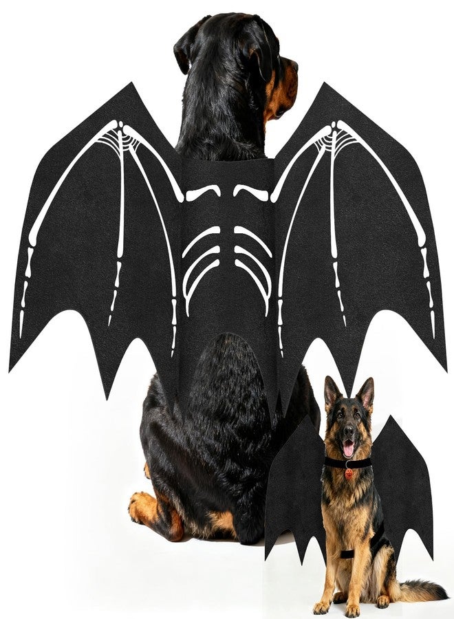 Olanrun Large Dog Halloween Costumes, Adjustable Dog Bat Wings Costumes for Large Dogs with Pumpkin Bell Skeleton Print On The Back, Pet Costume Halloween Cosplay Party Dress Up, XL Black - Image 1